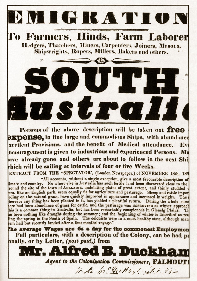 Emigration advertisment 1800s