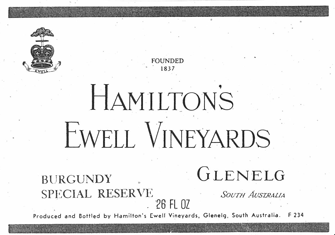 Hamilton's Ewell Burgundy label